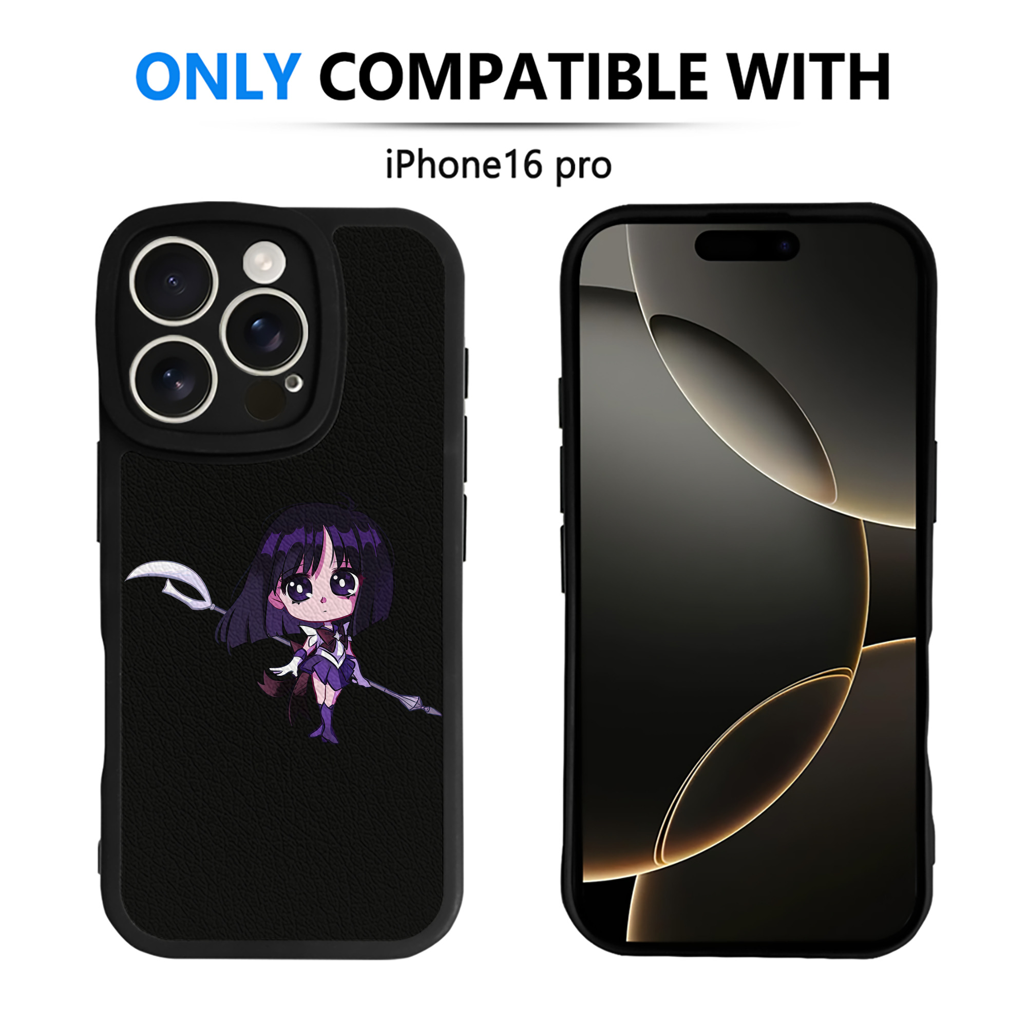（画像用） 美少女戦士セーラームーン 土萠ほたる Sailor Moon Tomoe Hotaru （セーラーサターン；Sailor Saturn） 【iPhone 16シリーズ対応】シリコンスマホケース（レザー調） 材質：シリコン